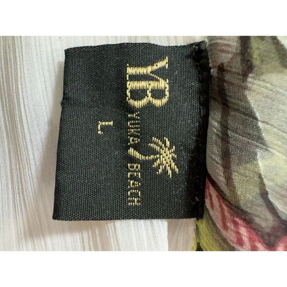 Yuka Beach Floral Embellished Chiffon Tunic Top L White Multicolor Lightweight - Picture 11 of 16